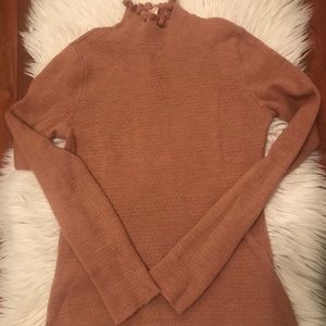 Ruffle mock neck sweater